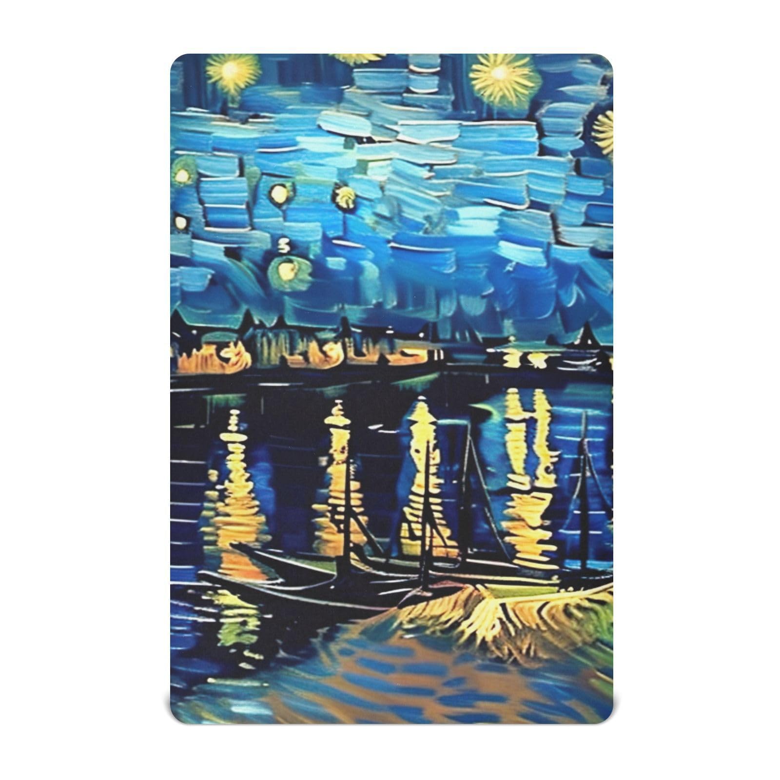 Kigai Van Gogh Starry Night over The Rhone2 Stretchy Fitted Crib Sheets Soft and Breathable Portable Crib Mattress Topper for Boys and Girls 27x39 in