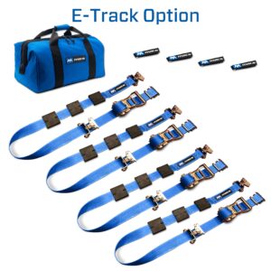 Mac's Tie-Downs Tire Block Strap Pack - E-Track Option - Blue