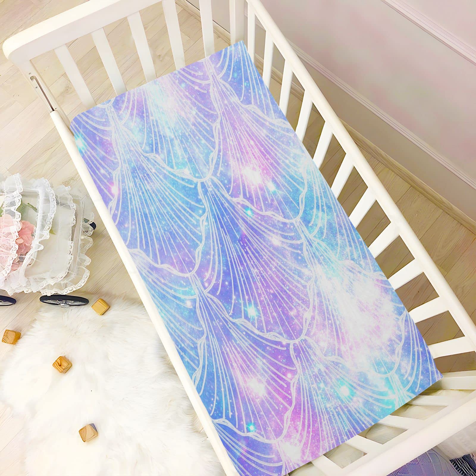 Kigai Mermaid Galaxy Crib Sheets for Boys or Girls,Soft and Breathable Crib Sheets 28x52 Inch