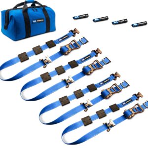 Mac's Tie-Downs Tire Block Strap Pack - E-Track Option - Blue