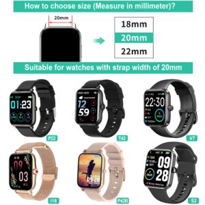 KALINCO Smart Watch, Fitness Tracker with Heart Rate Monitor, Blood Pressure, Blood Oxygen Tracking and 2-Pack Smart Watch Replacement Bands for P22