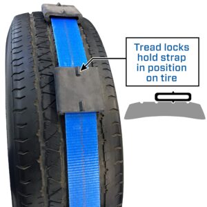 Mac's Tie-Downs Tire Block Strap Pack - E-Track Option - Blue