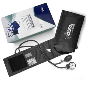 ASA TECHMED Dual Head Sprague Stethoscope and Sphygmomanometer Manual Blood Pressure Cuff Set with Case, Gift for Medical Students, Doctors, Nurses, EMT and Paramedics, Black