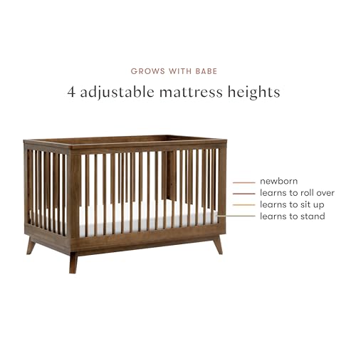 Babyletto Scoot 3-in-1 Convertible Crib with Toddler Bed Conversion Kit in Natural Walnut, Greenguard Gold Certified