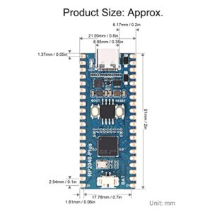 Yoidesu RP2040 Plus 16MB M Microcontroller Mini Development Board with Header for Raspberry Pi, Based on RP2040 Chip, Dual Core ARM Cortex M0+ Processor, GPIO Pins