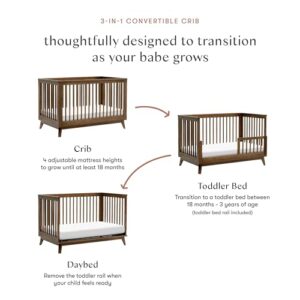 Babyletto Scoot 3-in-1 Convertible Crib with Toddler Bed Conversion Kit in Natural Walnut, Greenguard Gold Certified