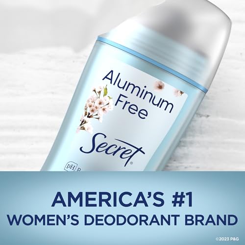 Secret Aluminum Free Deodorant for Women, 48hr Odor Protection, Free of Parabens Dyes Talc & Baking Soda, Cherry Blossom Scent, 2.4 oz (Pack Of 3)