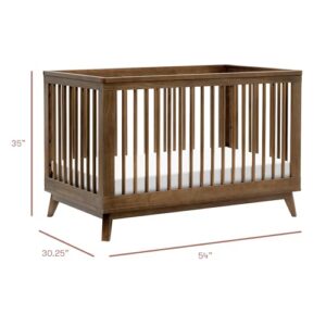 Babyletto Scoot 3-in-1 Convertible Crib with Toddler Bed Conversion Kit in Natural Walnut, Greenguard Gold Certified