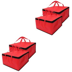 luxshiny 4 pcs insulation freezer thermal cooler with wheels insulated meal grocery tote cake package pizza package with zipper aluminum shopping