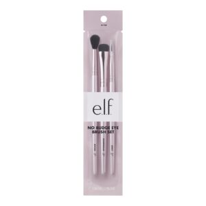 e.l.f. No Budge Brush Trio, 3-Piece Eyeshadow Brush Set For Applying & Blending Color, Use With The No Budge Cream Eyeshadows, Vegan & Cruelty-Free