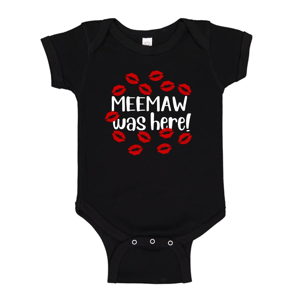 The Shirt Den Meemaw was Here Baby Bodysuit One Piece NB Black