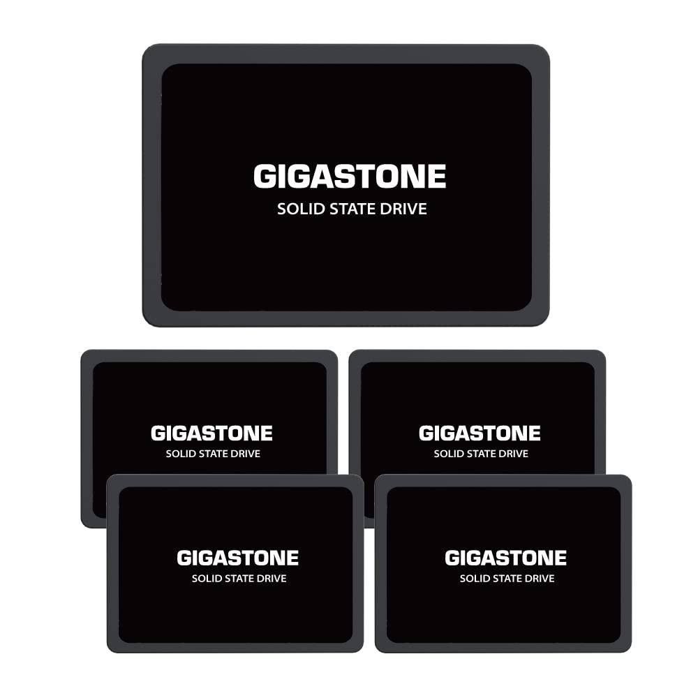 Gigastone SATA SSD 500GB (5-Pack) 2.5 inch SSD 520MB/s Upgrade Laptop PC Memory and Storage PS4 HDD Replacement 2.5" Internal Solid State Hard Drives SATA III SLC Cache 3D NAND Increase Performance