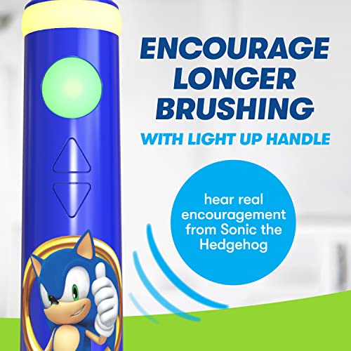 FIREFLY Play Action Sonic The Hedgehog Toothbrush Kit, Interactive Battery Operated Toothbrush with Lights, Music and Games, Batteries Included, Ages 3+