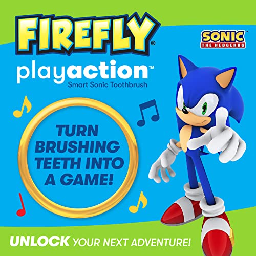 FIREFLY Play Action Sonic The Hedgehog Toothbrush Kit, Interactive Battery Operated Toothbrush with Lights, Music and Games, Batteries Included, Ages 3+