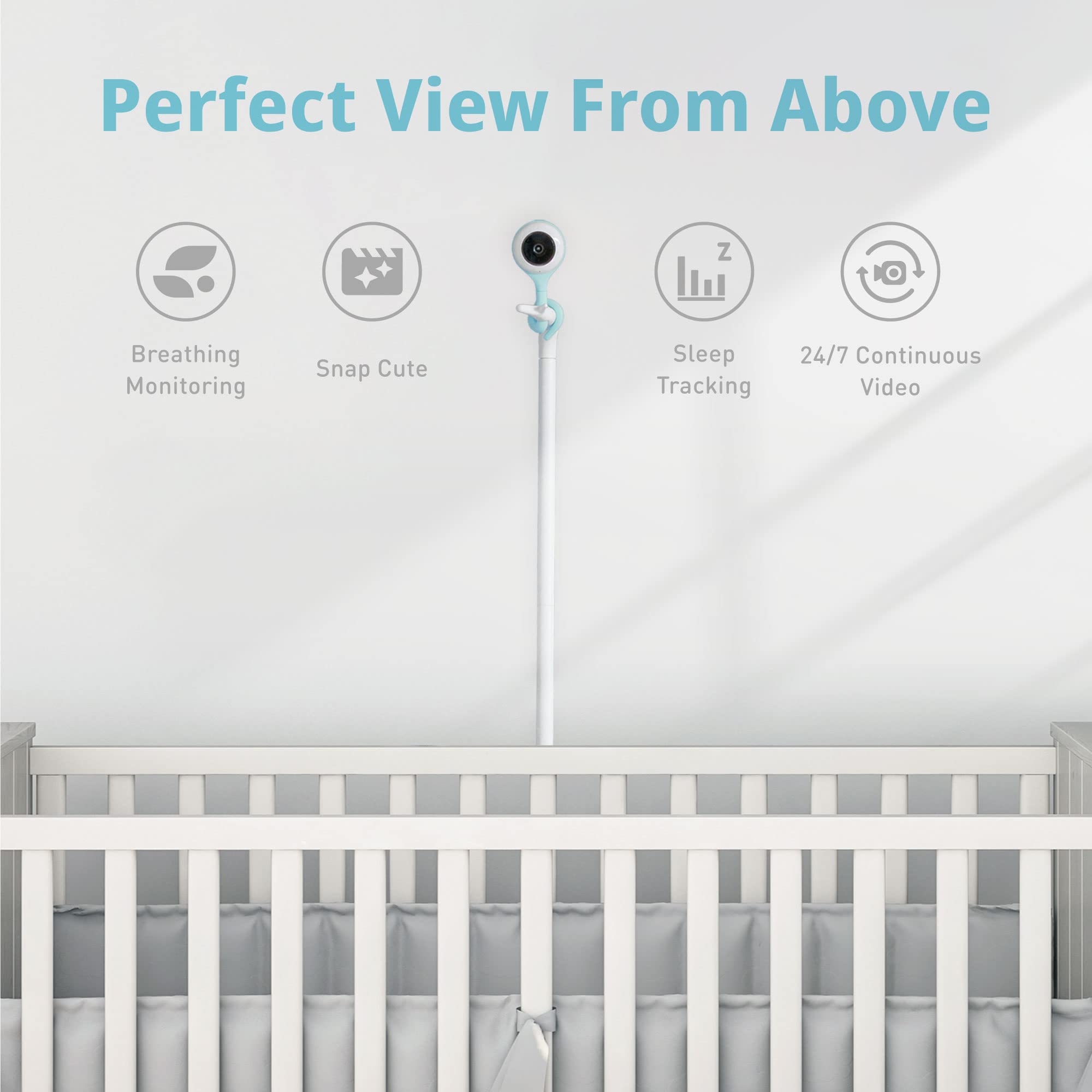 Lollipop Smart WiFi Baby Monitor (Turquoise) Bundle with Lollipop Floor Stand (White)- Camera with Breathing Detection and Sleep Tracking .Customized Floor Stand,Compatible with Lollipop Baby Monitor