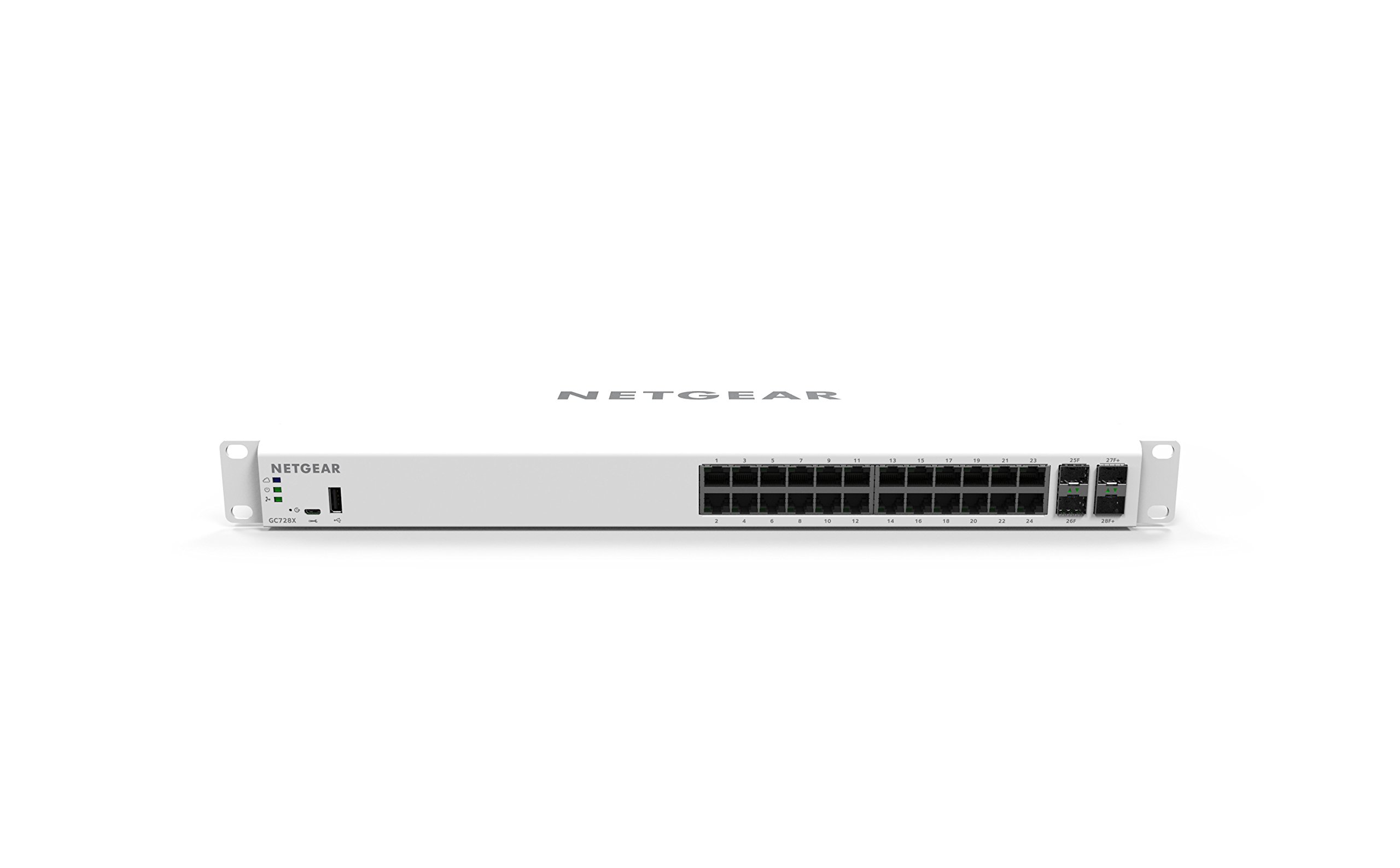 NETGEAR 28-Port Gigabit Ethernet Insight Managed Smart Cloud Switch (GC728X) - with 2 x 1G SFP and 2 x 10G SFP+, Desktop/Rackmount (Renewed)