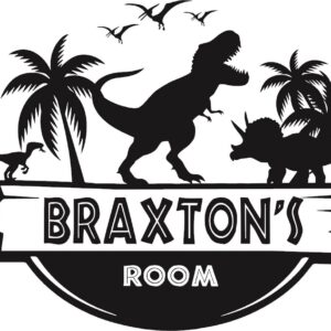 Custom Name Jurassic Dinosaur T-Rex Big Horn Raptor Kids Room Wall Decal Home Decor Vinyl Sticker (28" x 38")