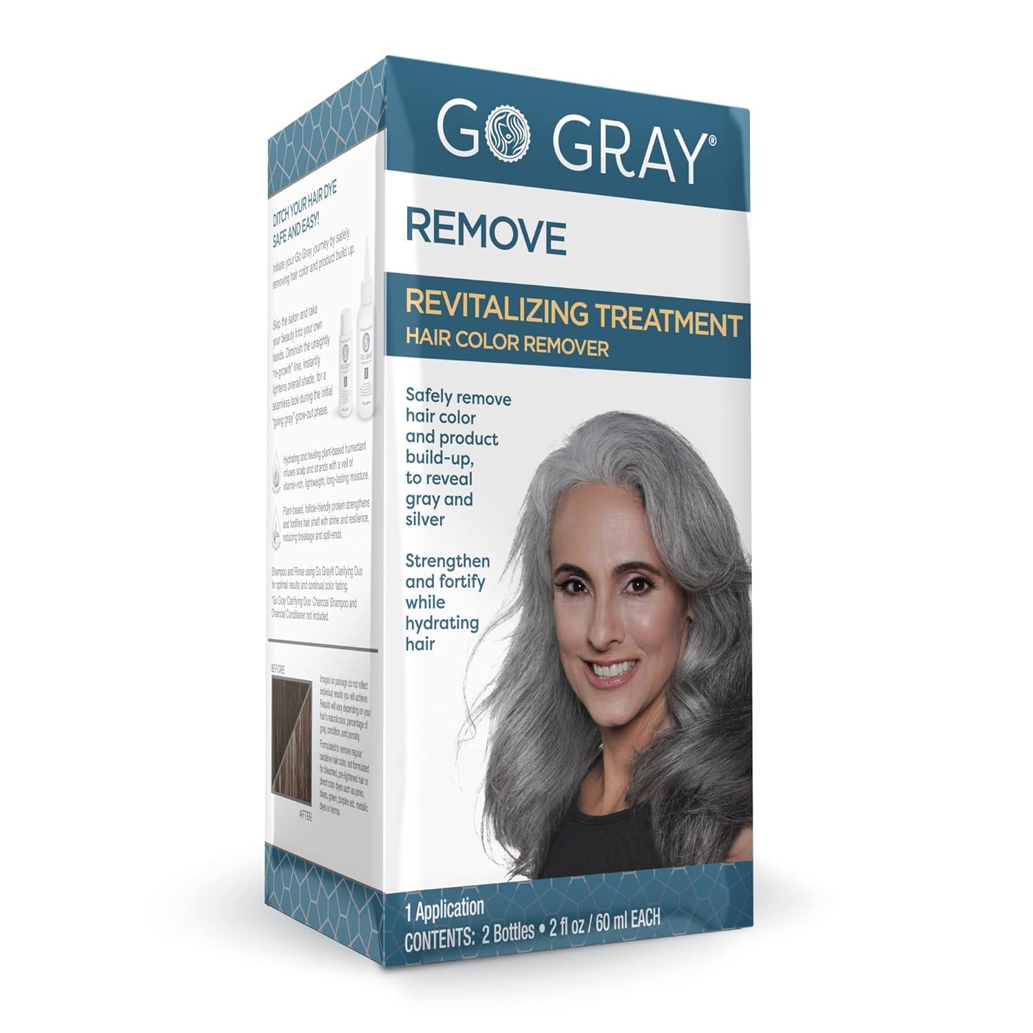 Go Gray Treatment System (Remove), 1 Application, Revitalizing Treatment Hair Color Remover Gradually Removes Hair Dye to Reveal Gray & Silver