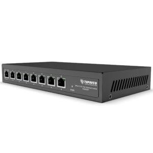 2.5GB Switch (8 Port) PoE++ for Ethernet Network - 1x90W (802.3bt) 7x30W (802.3at) Ports - High Speed 10M/100M/1G/2.5G Gigabit (802.3bz) - Unmanaged LAN Splitter - Tupavco TP1981