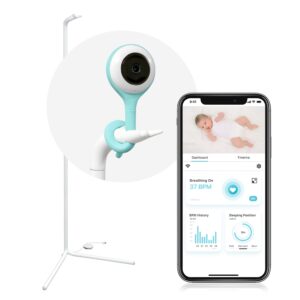 lollipop smart wifi baby monitor (turquoise) bundle with lollipop floor stand (white)- camera with breathing detection and sleep tracking .customized floor stand,compatible with lollipop baby monitor