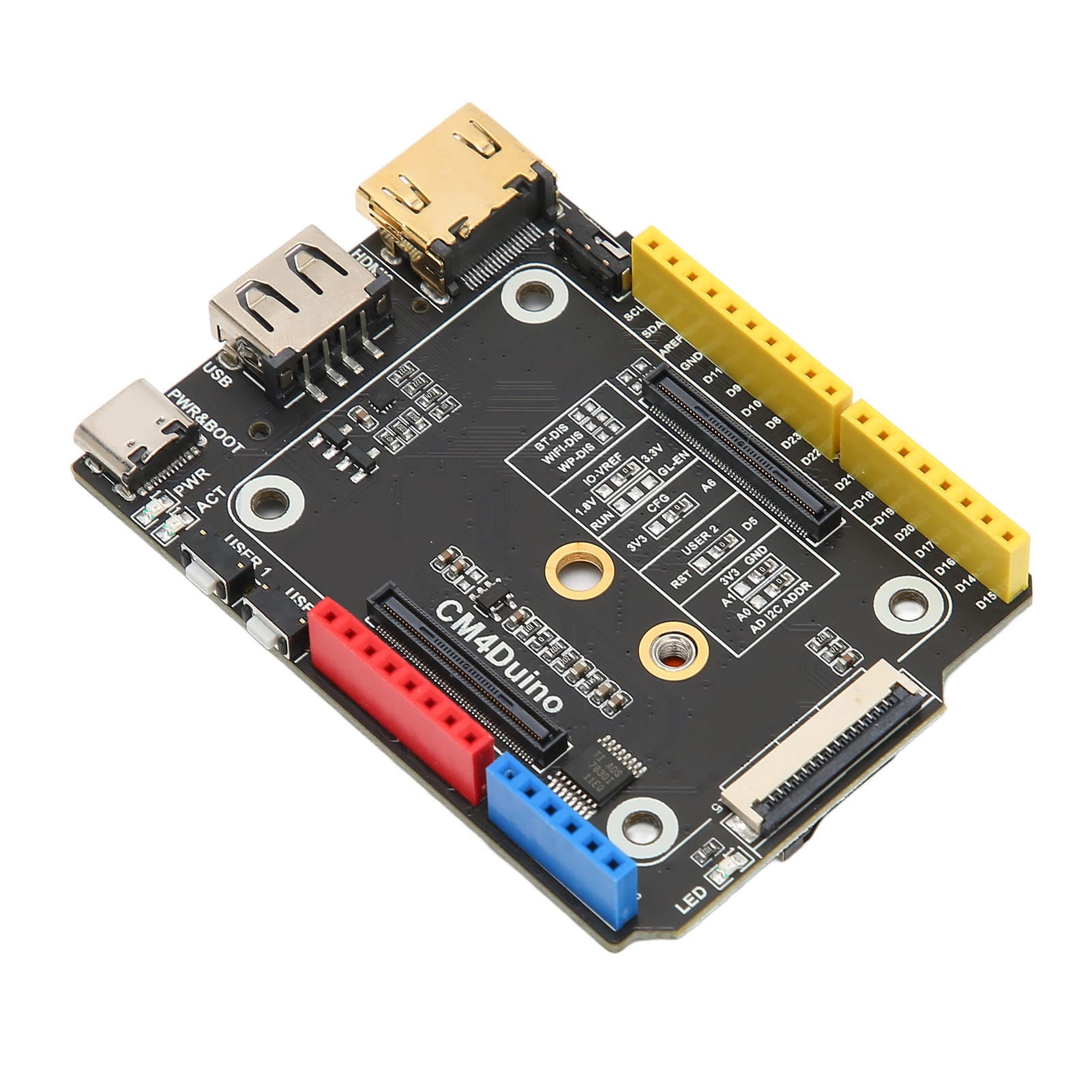 CM4 Duino Expansion Board for Raspi, 4K 30FPS Multiple Ports Stable Performance Compute Module 4 Expansion Board, Simple Install USB m Key Interface