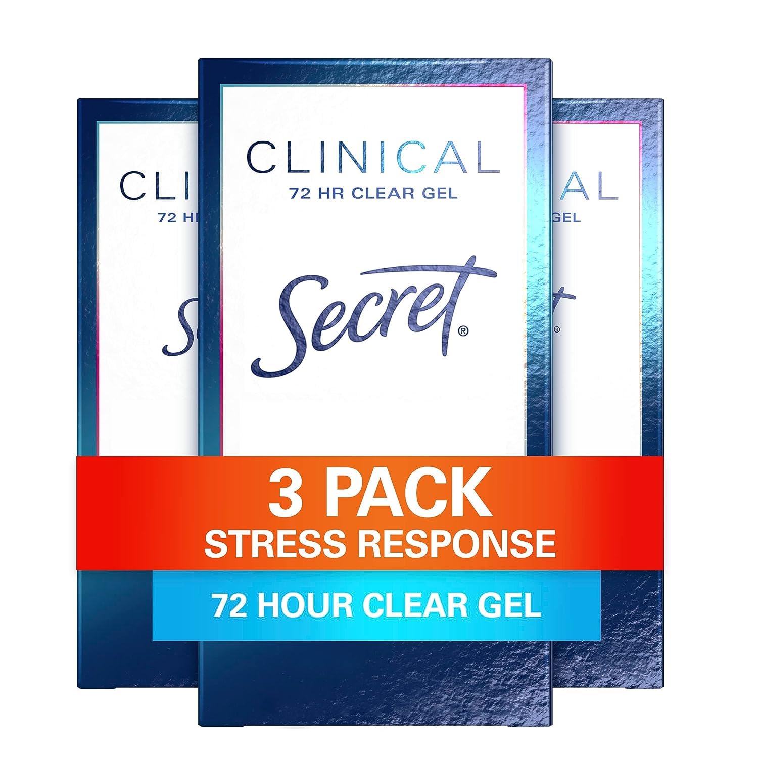 Secret Clinical Strength Clear Gel Antiperspirant and Deodorant, Stress Response, 1.6 oz (Pack of 3)