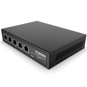 2.5gb switch (5 port) poe++ for ethernet network - 1x90w (802.3bt) 4x30w (802.3at) ports - high speed 10m/100m/1g/2.5g gigabit (802.3bz) - unmanaged lan splitter with uplink port - tupavco tp1941