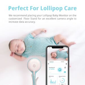 Lollipop Smart WiFi Baby Monitor (Turquoise) Bundle with Lollipop Floor Stand (White)- Camera with Breathing Detection and Sleep Tracking .Customized Floor Stand,Compatible with Lollipop Baby Monitor