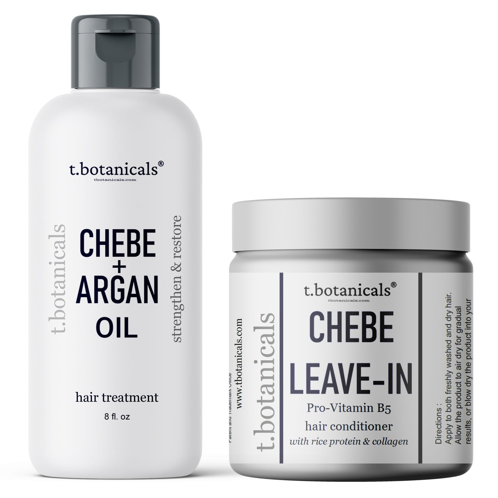 Chebe Argan Oil and Chebe Leave In Hair Conditioner Bundle for Hair Growth Bundle (Unscented), 8 oz. Each