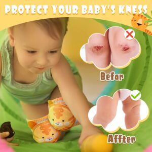 Preboun 6 Pairs Baby Knee Pads for Crawling Anti Slip Knee Protectors Breathable for Boys Girls, 0-3 Years Old(Vivid Style)