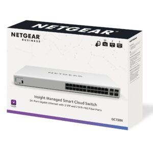 NETGEAR 28-Port Gigabit Ethernet Insight Managed Smart Cloud Switch (GC728X) - with 2 x 1G SFP and 2 x 10G SFP+, Desktop/Rackmount (Renewed)