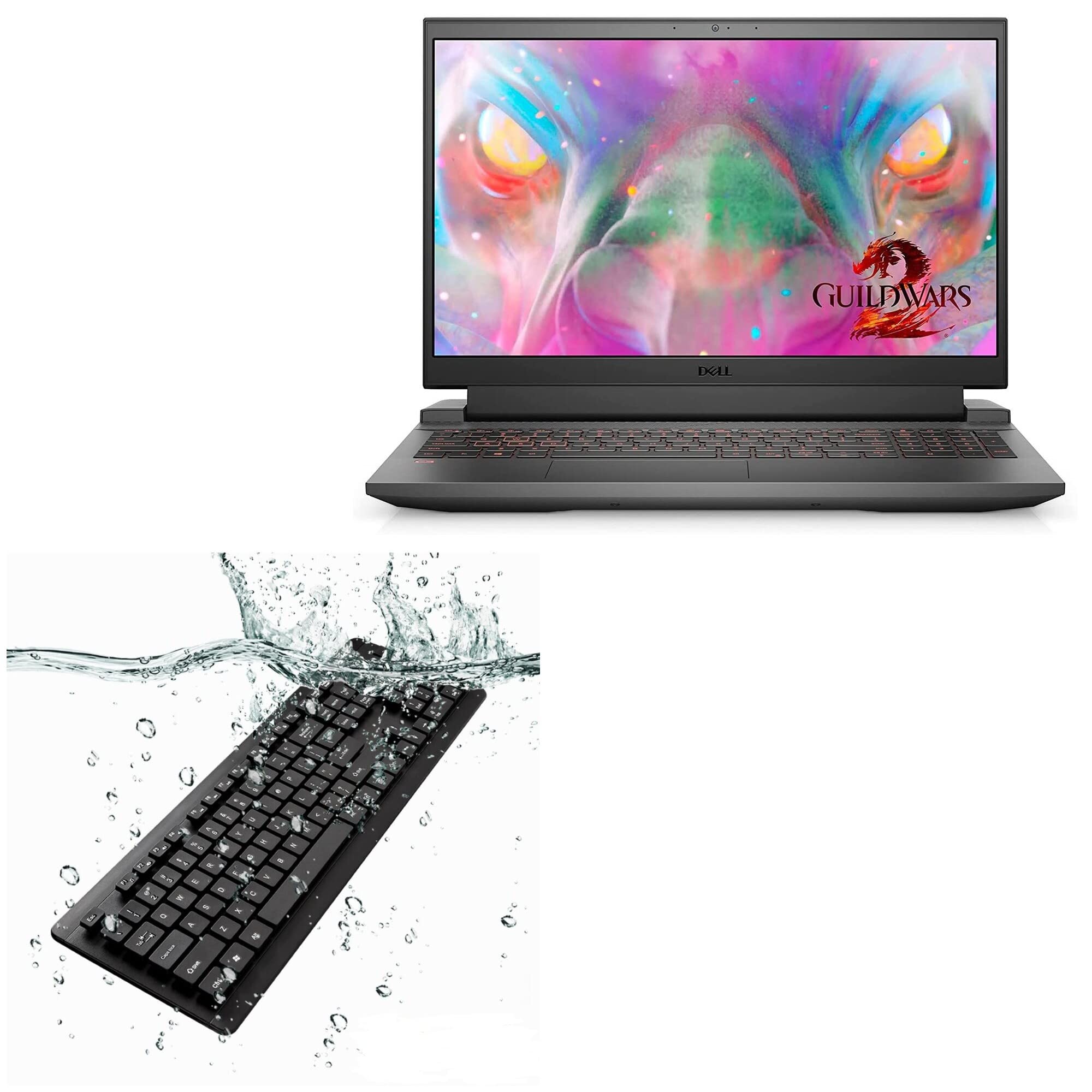 BoxWave Keyboard Compatible with Dell G15 Gaming (5511) (Keyboard AquaProof USB Keyboard, Washable Waterproof Water Resistant USB Keyboard for Dell G15 Gaming (5511) - Jet Black