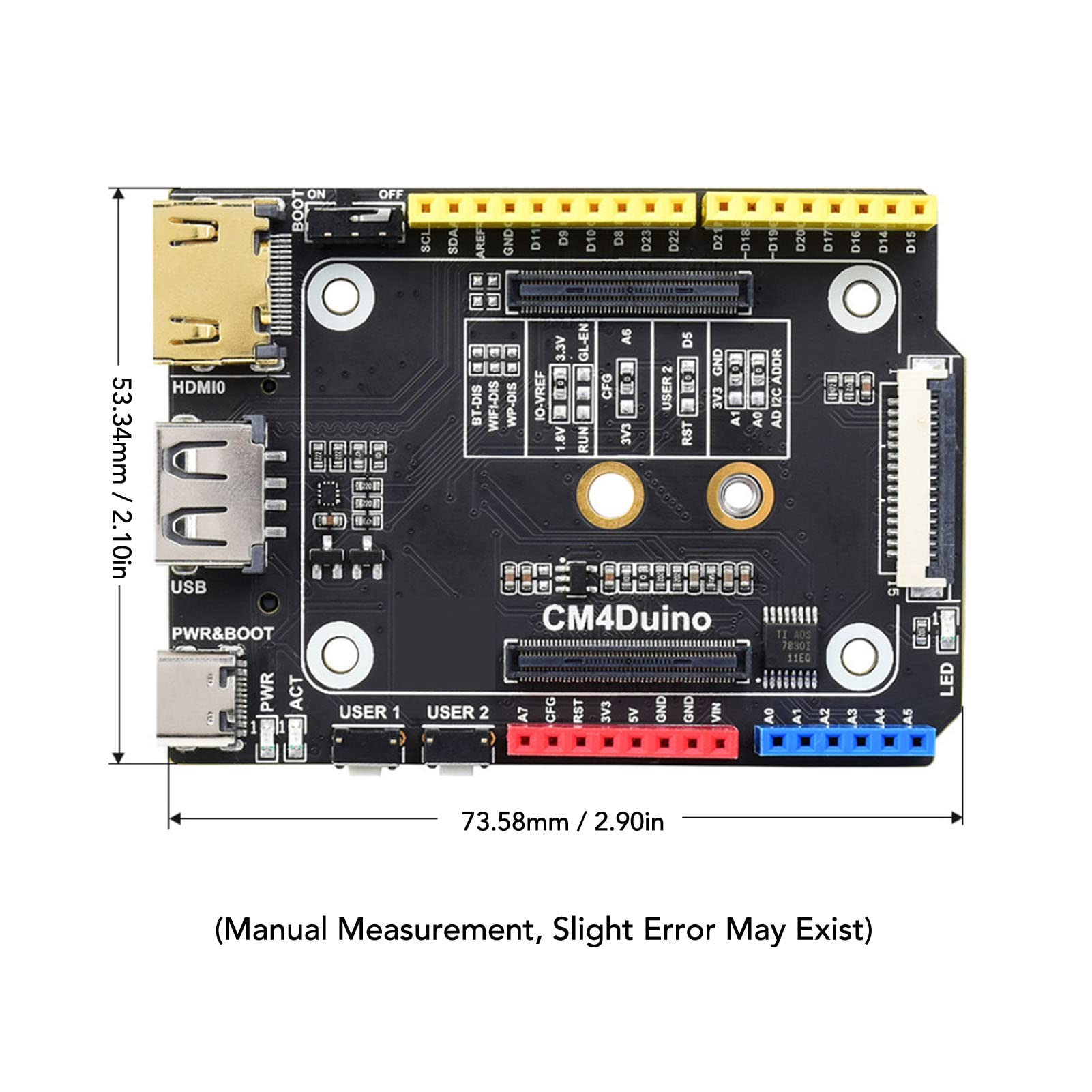 CM4 Duino Expansion Board for Raspi, 4K 30FPS Multiple Ports Stable Performance Compute Module 4 Expansion Board, Simple Install USB m Key Interface