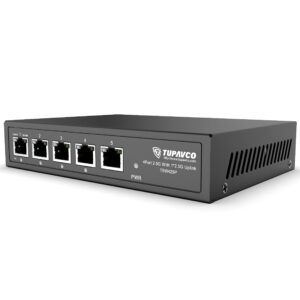 2.5GB Switch (5 Port) PoE++ for Ethernet Network - 1x90W (802.3bt) 4x30W (802.3at) Ports - High Speed 10M/100M/1G/2.5G Gigabit (802.3bz) - Unmanaged LAN Splitter with UPLINK Port - Tupavco TP1941