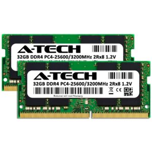 A-Tech 64GB Kit (2x32GB) RAM for Lenovo Legion 5/5i Gaming Laptop | DDR4 3200MHz PC4-25600 SODIMM 2Rx8 1.2V 260-Pin Non-ECC SO-DIMM Memory Upgrade