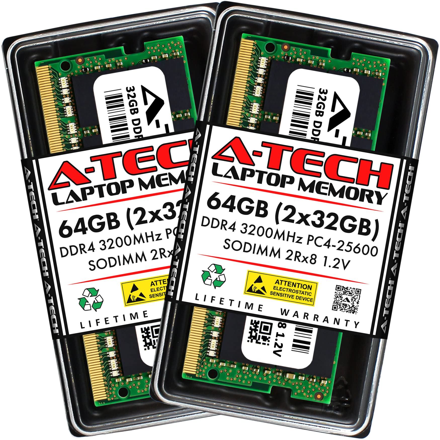 A-Tech 64GB Kit (2x32GB) RAM for Lenovo Legion 5/5i Gaming Laptop | DDR4 3200MHz PC4-25600 SODIMM 2Rx8 1.2V 260-Pin Non-ECC SO-DIMM Memory Upgrade