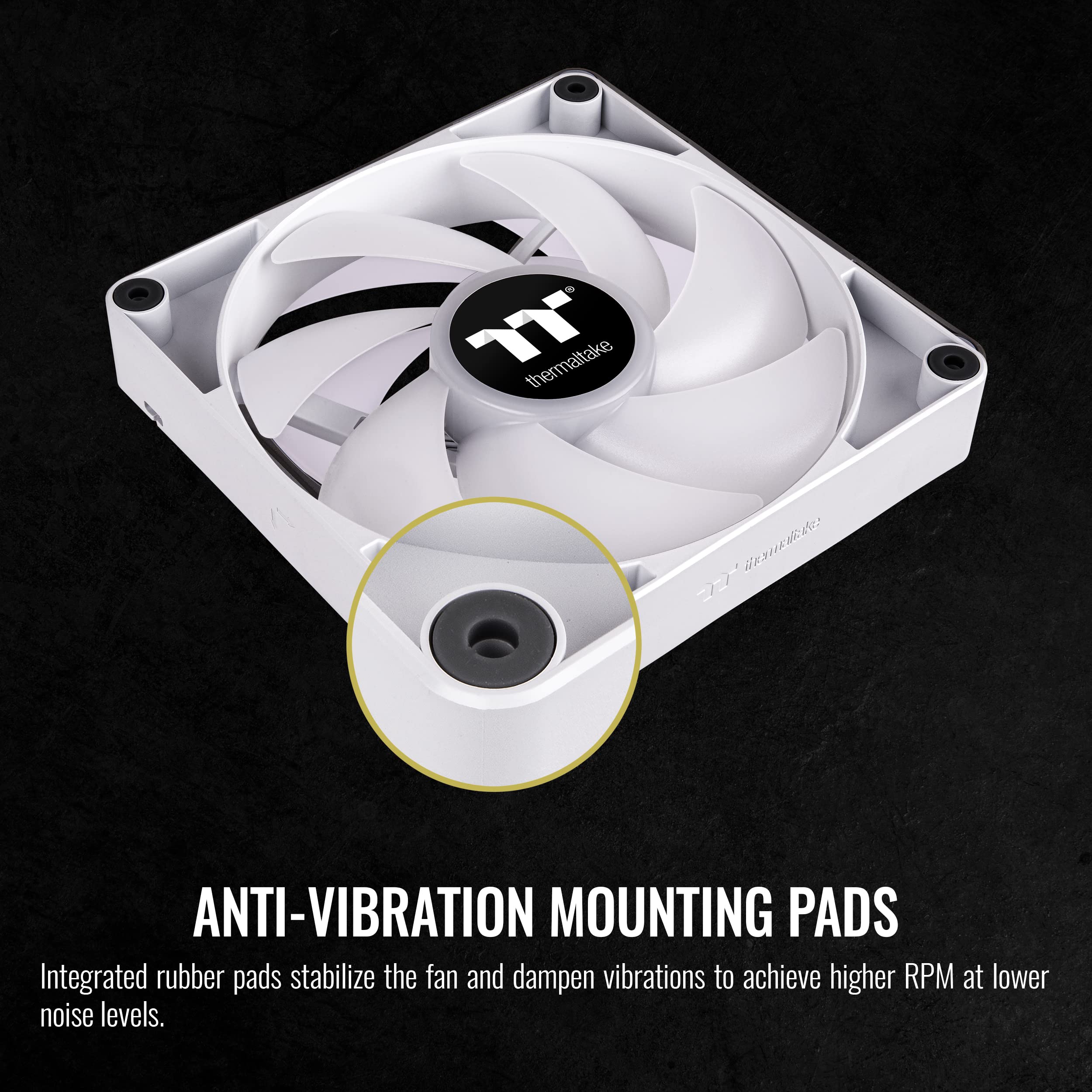 Thermaltake CT120 ARGB Sync PC Cooling Fan White (2-Fan Pack), 5V Motherboard Sync, 16.8 Million Colors 9 Addressable LEDs, 120 mm Hydraulic Bearing Case/Radiator Fan, CL-F153-PL12SW-A