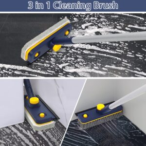 Broom and Dustpan Set for Home, Tub Tile Scrub Brush 3 in 1 Shower Brush