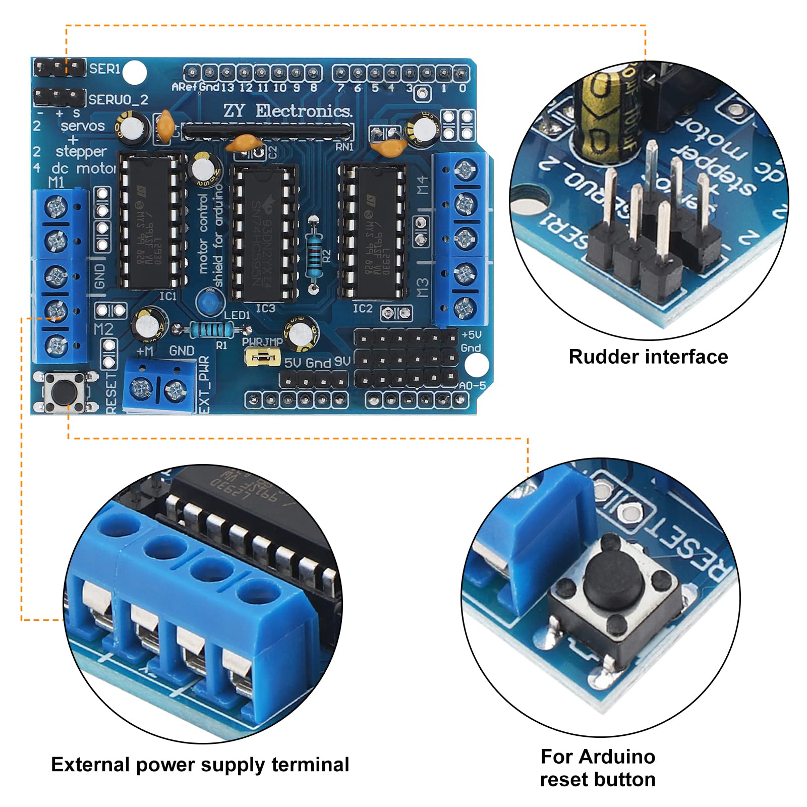 DiGiYes L293D DC Motor Drive Stepper Motor Drive Shield Expansion Board Fit for Arduino / Duemilanove / Raspberry Pi