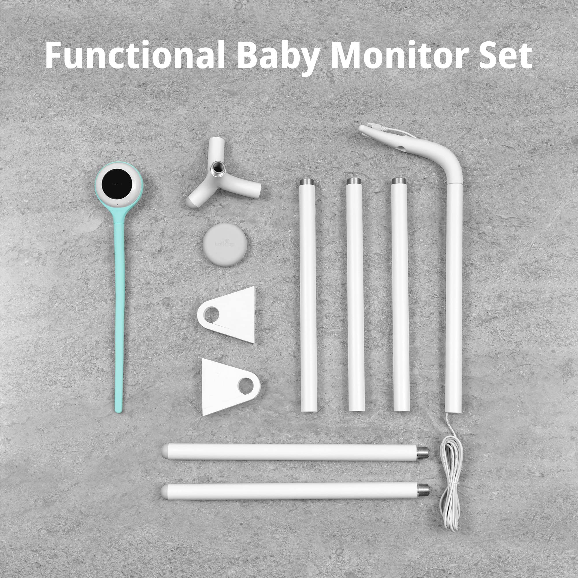 Lollipop Smart WiFi Baby Monitor (Turquoise) Bundle with Lollipop Floor Stand (White)- Camera with Breathing Detection and Sleep Tracking .Customized Floor Stand,Compatible with Lollipop Baby Monitor