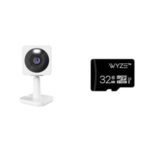 wyze cam og indoor/outdoor 1080p wi-fi smart home security camera with color night vision, built-in spotlight, motion detection, 2-way audio, compatible with alexa & google assistant + 32gb microsdhc