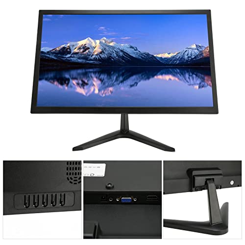 Kufoo Desktop Monitor, HD VGA Input 100‑240V 16:9 1920x1080 Home Computer Monitor 23.8 Inch (US Plug)