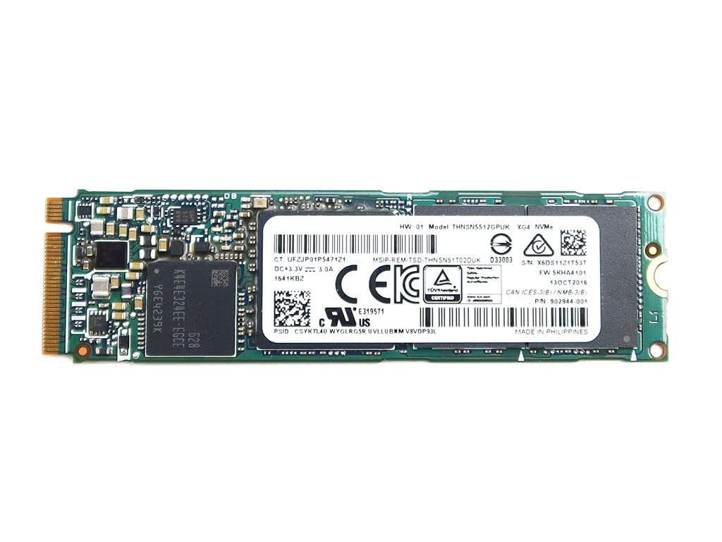 Solid State Drive 902944-001 Compatible Replacement Spare Part for HP Toshiba XG4 THNSN5512GPUK 512GB PCI Express 3.0 x4 TLC NVMe M.2 2280 Internal SSD