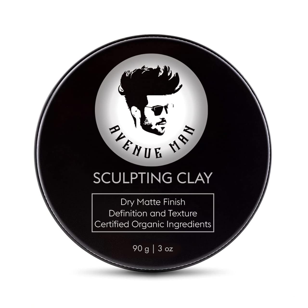 Avenue Man Hair Clay for Men - Matte Finish Sculpting Clay - Strong Hold, Maximum Definition and Textured Control - For All Hair Types - Infused with Beeswax, Kaolin Clay and Argan Oil - 3.0oz/90g