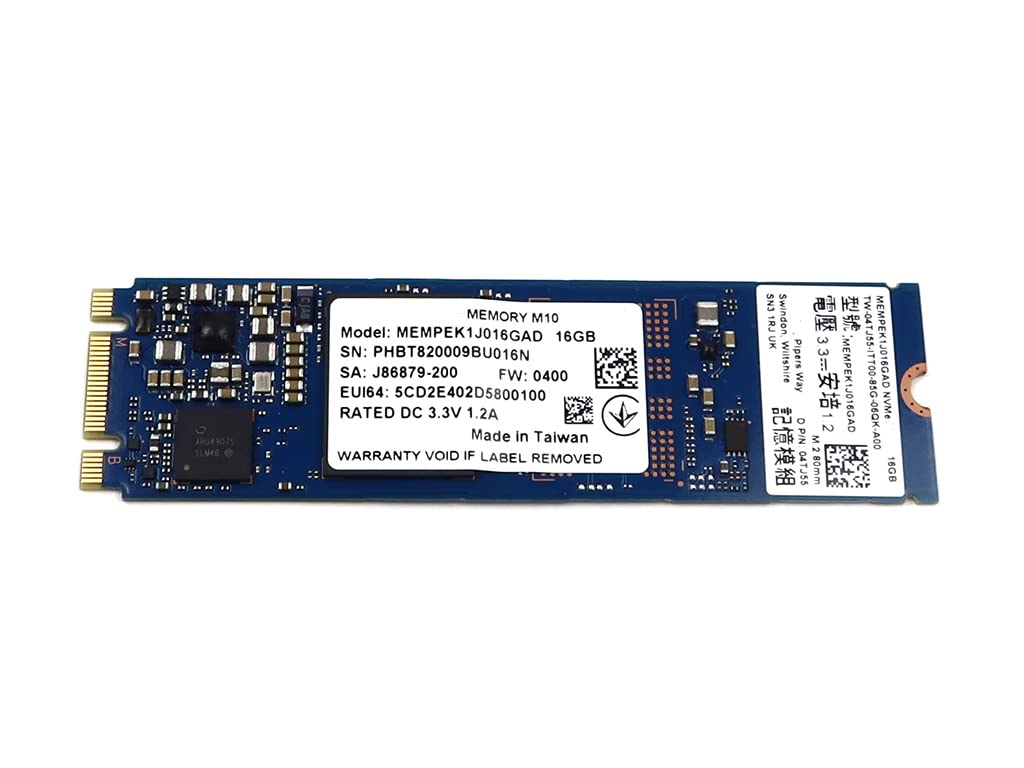 Solid State Drive 4TJ55 04TJ55 CN-04TJ55 Compatible Replacement Spare Part for Intel M10 MEMPEK1J016GAD 16GB M.2 2280 NVMe PCI Express 3.0 x4 Optane Memory SSD