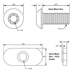 8020, 3393, 10 Series Bolt Combo, 1/4-20 x 0.5 Inch Button Head Socket Cap Screw with Slide in Economy T-Nut Steel Hardware 80/20 Nuts and Bolts Set (25 Pack)