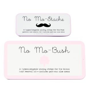 no mo-stache and no mo-bush bikini bundle - 2 piece value set - as seen on shark tank - easy to use wax strips for face, body hair removal and bikini area