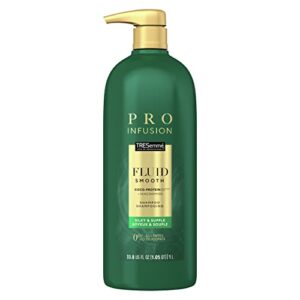 tresemmé cruelty-free pro infusion fluid smooth shampoo for silky & supple hair sulfate free, infused with natural coconut droplets + plant-based salon protein + niacinimide 33.8oz