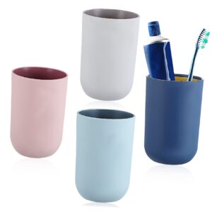 cabilock 4 pcs tumbler holder bathroom teeth tumblers style simple drinking funny couples reusable cups travel rinsing family wash toothpaste accessories adult unbreakable tooth