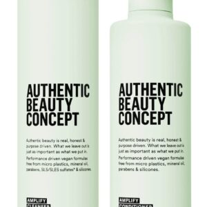 Authentic Beauty Concept Amplify Cleanser & Conditioner Set | Shampoo + Conditioner | Fine hair | Increases Body & Volume | Vegan & Cruelty-free | Sulfate-free | 10.1 fl. oz. & 8.4 fl. oz.